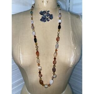 Handmade Natural Multi Stone Necklace Screw closure 36” Length